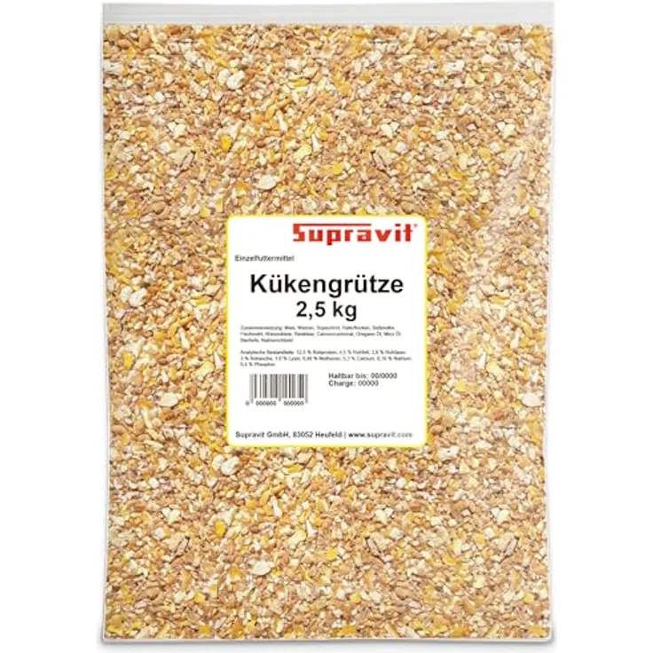 Supravit Kükengrütze 2,5 kg – Hochwertiges Ergänzungsfutter für Hühnerküken, Wachteln & Ziergeflügel | Optimal für die Aufzucht von Küken 0–6 Wochen | Made in Germany
