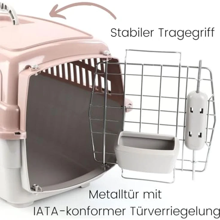 GarPet 2er Set IATA-konforme Transportboxen, Flugbox für Hunde und Katzen, Größe M mit Reisenapf und optimaler Belüftung – Bild 3