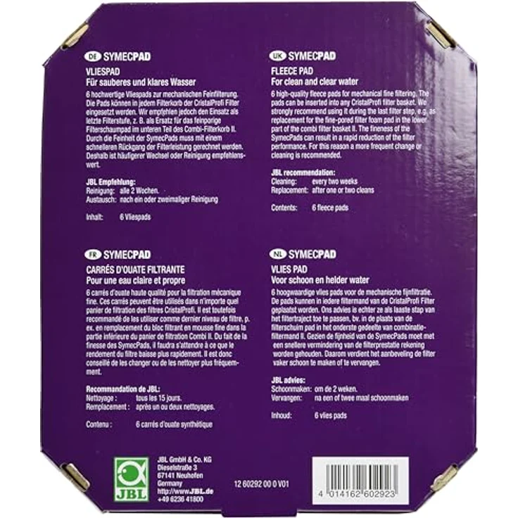 JBL SymecPad CristalProfi e15/19x, Filtervliese für Süß- und Meerwasser, 6 Stück – Bild 2