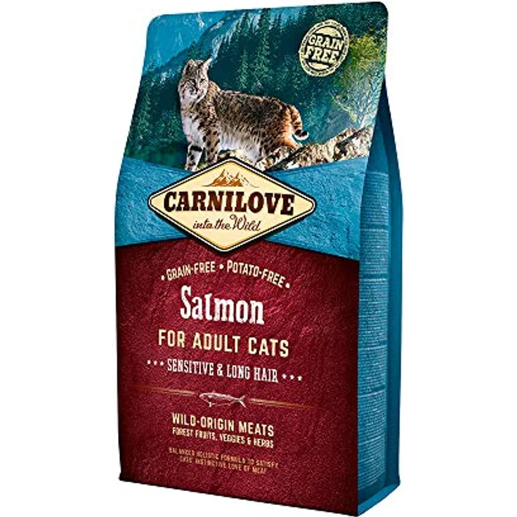 Carnilove Lachs Sensitive & Long Hair Trockenfutter für Katzen, 400 g