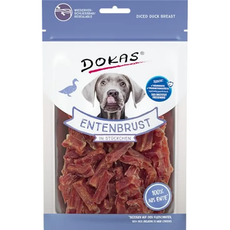 Dokas Entenbrust in Stückchen, Hundesnack ideal für Training, 1er Pack (70 g)