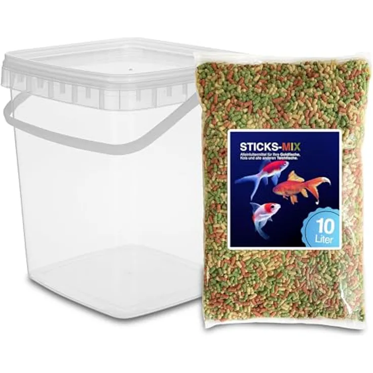 Blumixx Teichsticks Mix 10L (800g) – buntes Fischfutter für Koi, Goldfisch & Teichfisch, schwimmfähig, mit Vitaminen, Premium Alleinfutter, nicht trübend