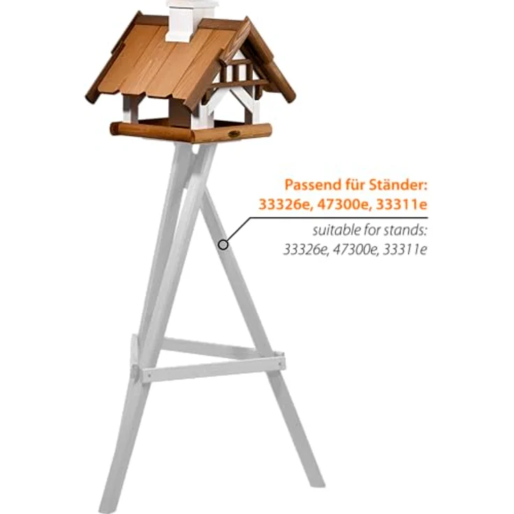 dobar® Großes Vogelhaus Goldener Oktober, Futterstation für Wildvögel, 1,3 Liter Futtersilo, 39 x 39 x 35 cm, Braun/Weiß – Bild 4