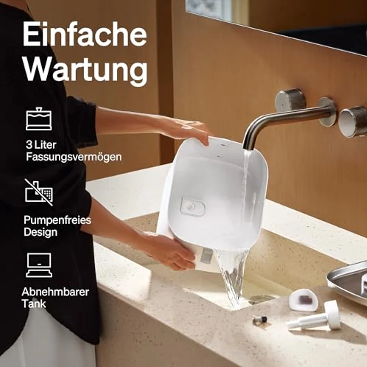 PETLIBRO Dockstream 2 Katzentrinkbrunnen, 3L Wasserbrunnen mit Edelstahlschale, Smart App-Überwachung, 5G WiFi, weiß – Bild 3