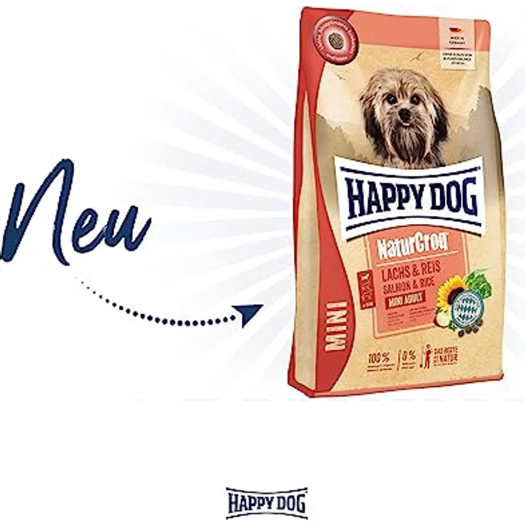 Happy Dog NaturCroq Mini, Trockenfutter für kleine Hunde mit Lachs und Reis, 4kg, mit heimischen Kräutern – Bild 2