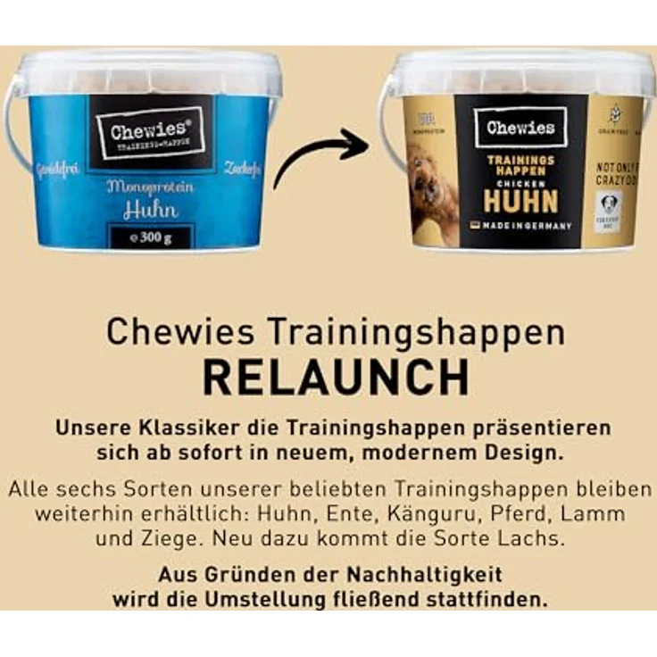 Chewies Trainingshappen Huhn, Monoprotein Hundesnack, 300 g - getreidefrei, zuckerfrei, hypoallergen, weiche Leckerlies für Hundetraining – Bild 3