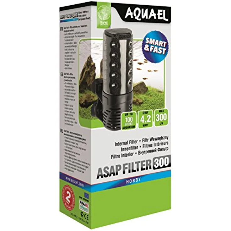 Aquael Filter ASAP 300, leistungsstarker Aquarienfilter mit einfachem Design, 1 Stück