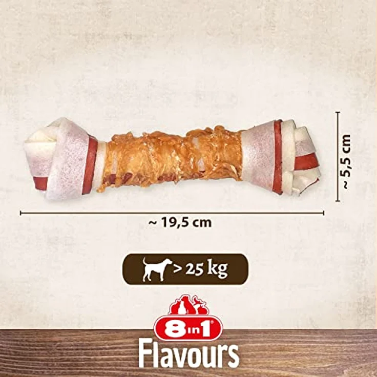 8in1 Triple Flavour Kauknochen L, Hundesnack für große Hunde, 3 x 85 g, hochproteinreich und zäh für anhaltenden Kauspaß – Bild 6