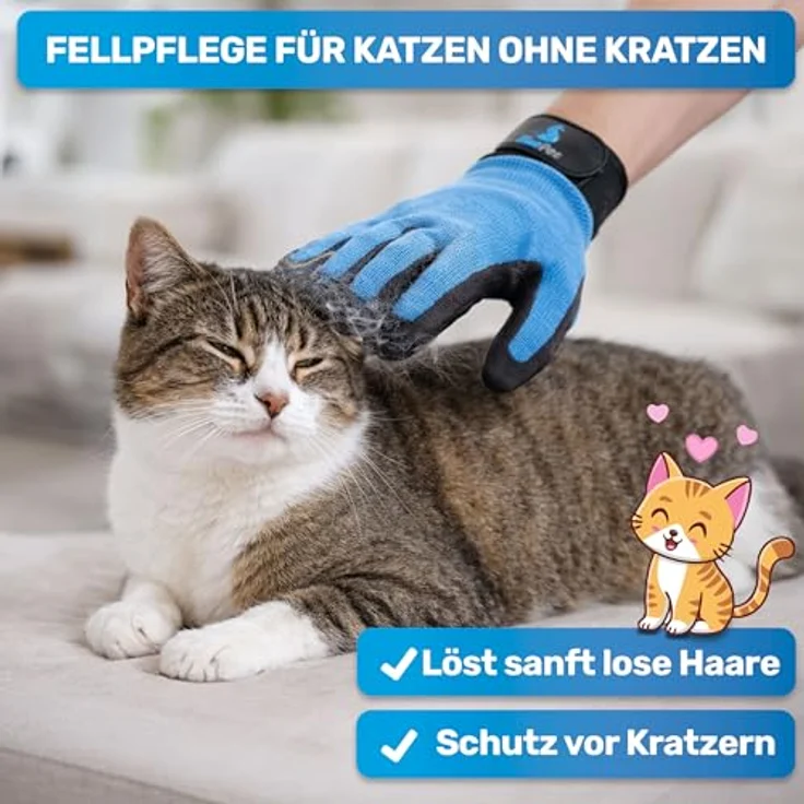 BluePet Fellpflegehandschuh für Hund, Katze & Pferd - sanfter Entferner von Tierhaaren, für Lang- und Kurzhaar, ohne toxische Weichmacher – Bild 4