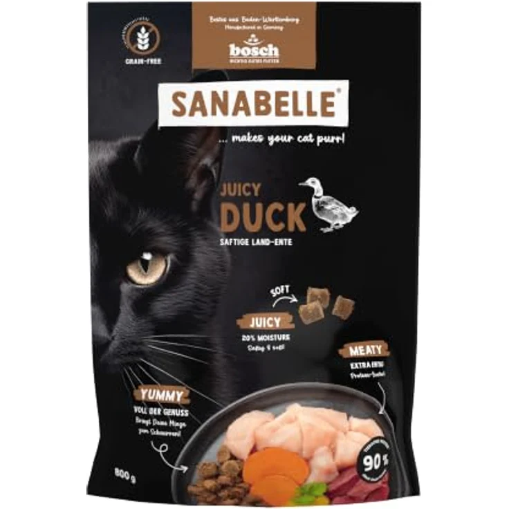 Sanabelle Trockenfutter Katze, Adult, mit Land-Ente, 800 g, vollwertige Ernährung ohne künstliche Zusatzstoffe