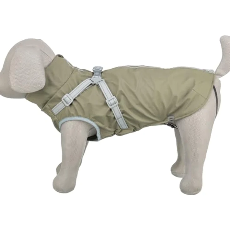 TRIXIE Geschirr-Mantel Pontis Rain, Hundebekleidung aus Polyurethan und Polyester mit reflektierenden Elementen, anpassbare Passform und durchgängiger Reißverschluss – Bild 2
