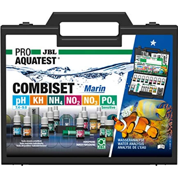 JBL ProAquaTest Combi Set Marin, Wassertest-Koffer mit 6 Tests für Meerwasser-Aquarien, sicherer Kunststoffkoffer und umfangreiches Zubehör – Bild 2