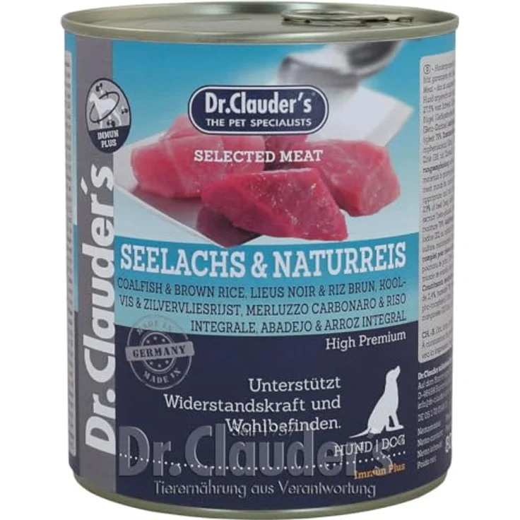Dr. Clauder's Dog Dose Selected Meat Seelachs & Reis, Hunde-Nassfutter in Lebensmittelqualität, 800g (6er Pack)