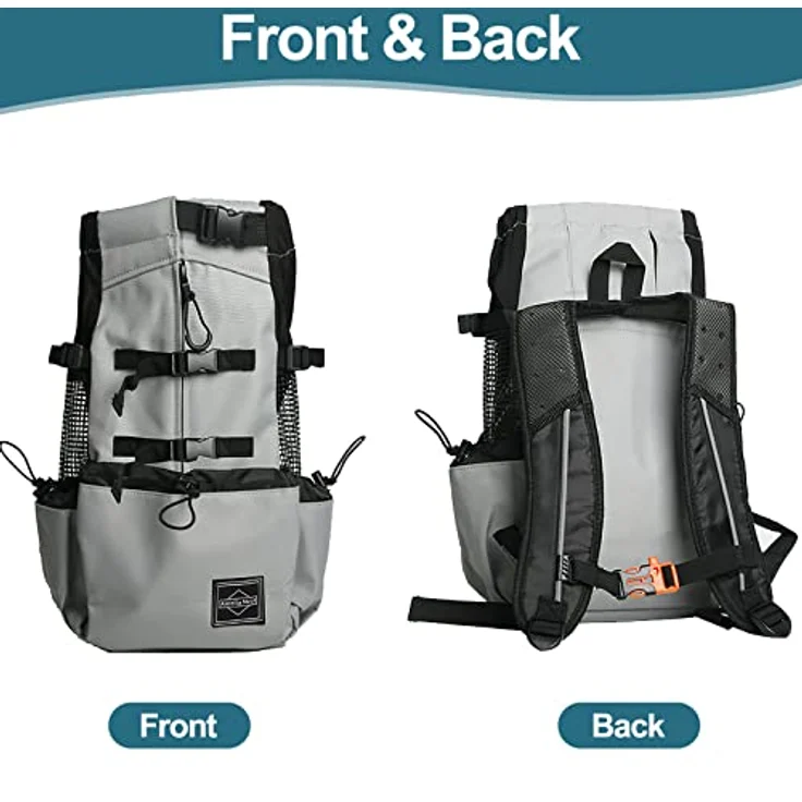 Galatée Hundetragerucksack XL, Verstellbarer belüfteter Hunderucksack für Wanderungen und Reisen, Grau – Bild 2