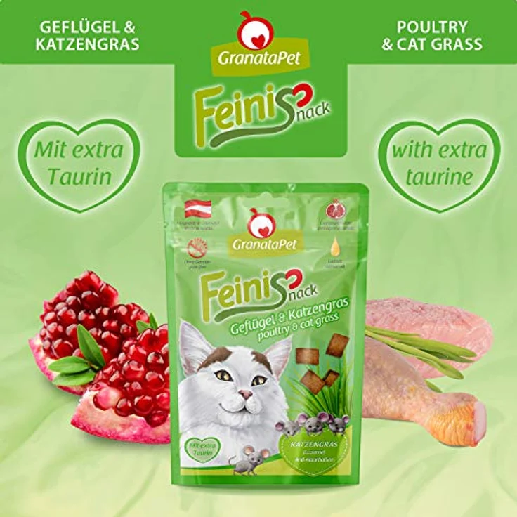 GranataPet Katzensnack Feinis Geflügel und Katzengras, getreidefrei, 50g gegen Haarballenbildung – Bild 3
