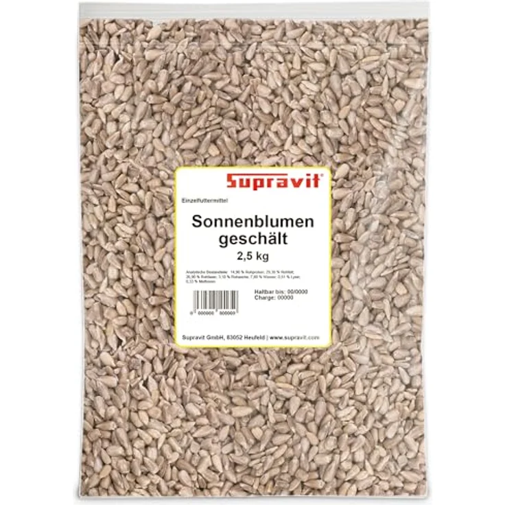 Supravit Sonnenblumenkerne geschält, 2,5kg Beutel, nährstoffreiches Ganzjahresfutter für Wildvögel aus deutschen Anbaugebieten – Bild 1