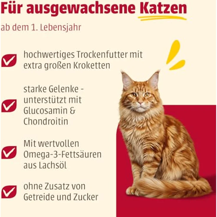 animonda Carny Katzen Trockenfutter Huhn + Lachs, 10kg für große Katzenrassen, ohne Zucker und Getreide, große Kroketten mit 34% tierischen Proteinen und Omega-3-Fettsäuren – Bild 3