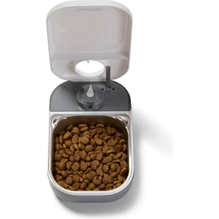 Closer Pets C100, Einzelmahlzeit-Timer-gesteuerter Futterautomat für Katzen und kleine Hunde, Edelstahlnapf bis 400 g, Weiß – Bild 3