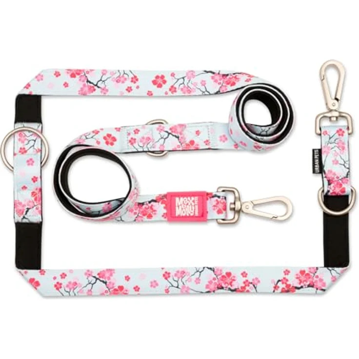Max & Molly Multifunktions Hundeleine, 2m mit 2 Karabinern, gepolstert, Cherry Bloom, sicher & flexibel, 7 Funktionen – Bild 1