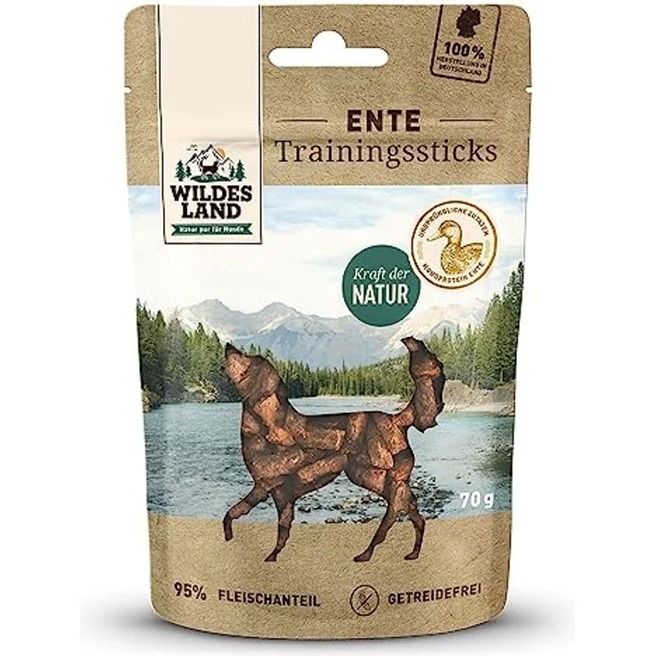 WILDES LAND Auszeichnungen für Hund Sabot Ente, 70 g - Ideal für das Training unterwegs – Bild 1