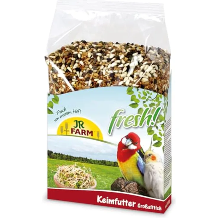 JR FARM Birds Keimfutter Großsittich, 1 kg, hochwertiges Ergänzungsfutter aus frisch gekeimten Qualitätssaaten, gentechnikfrei, made in Germany