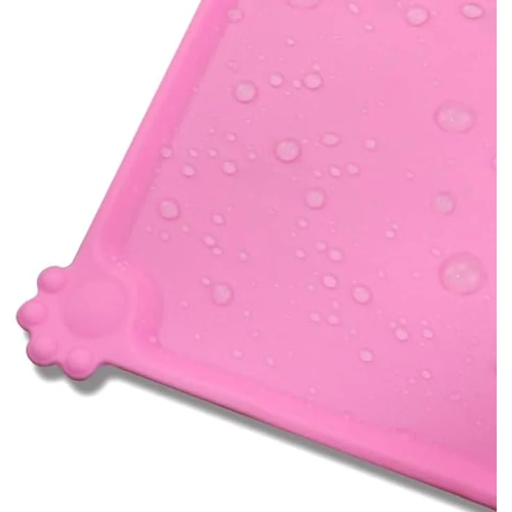 Joytale Silikon-Futtermatte, rutschfeste wasserdichte Futtermatte mit erhöhtem Rand für Hunde und Katzen, 53 x 37 cm, Rosa – Bild 5