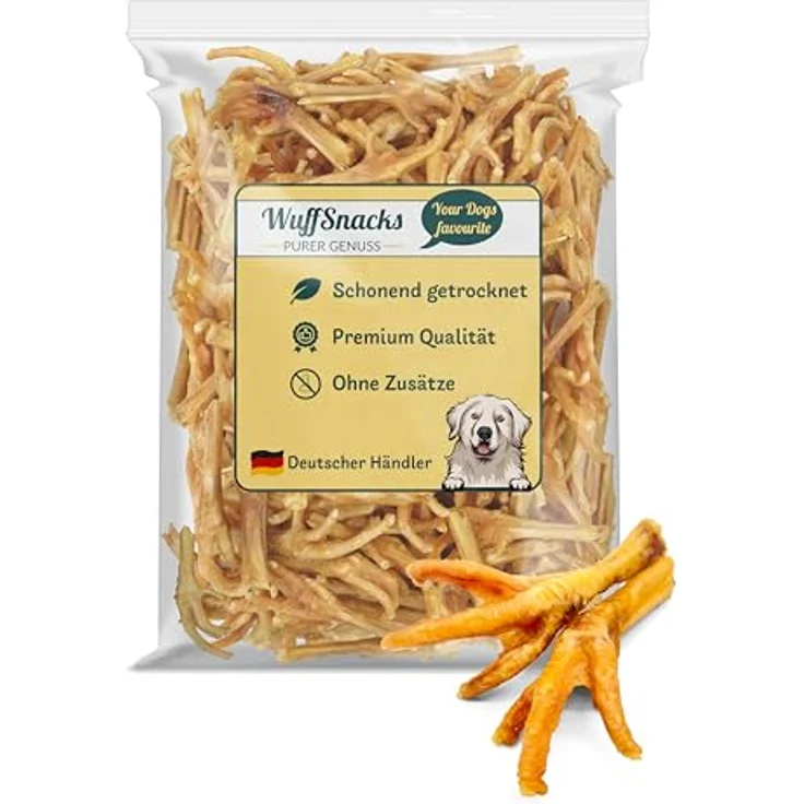 WuffSnacks Getrocknete Hühnerfüße für Hunde, 10 kg, 100% natürlich, Kauartikel für optimale Zahnpflege und wenig Fett – Bild 1
