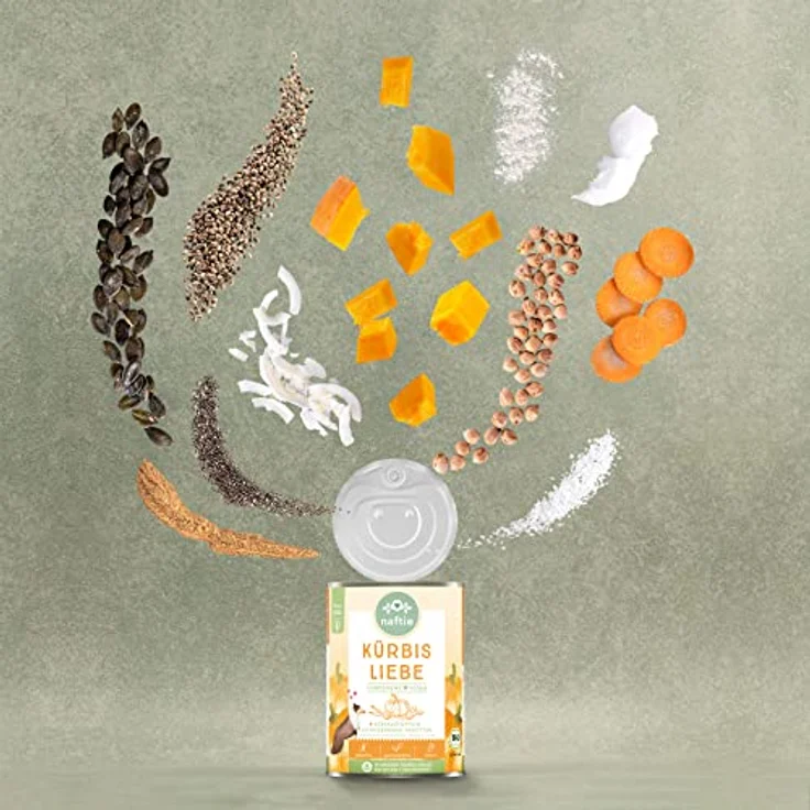 naftie veganes Hundefutter Bio Kürbis Liebe, Veggie Nassfutter Menü mit Süßkartoffeln & Kichererbsen, purinarm, Diät-Futter, 800g Dose – Bild 1