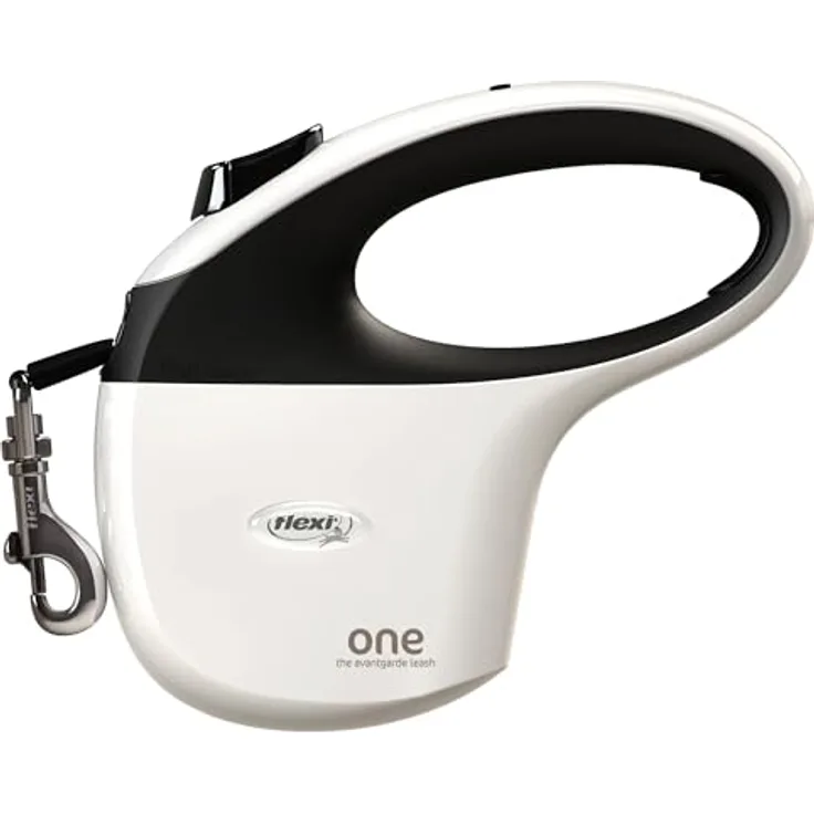 flexi® One Gurt 5 m, Designleine für Hunde bis 30 kg, ergonomisches Schwarz-Weiß-Design, 100% deutsche Qualität