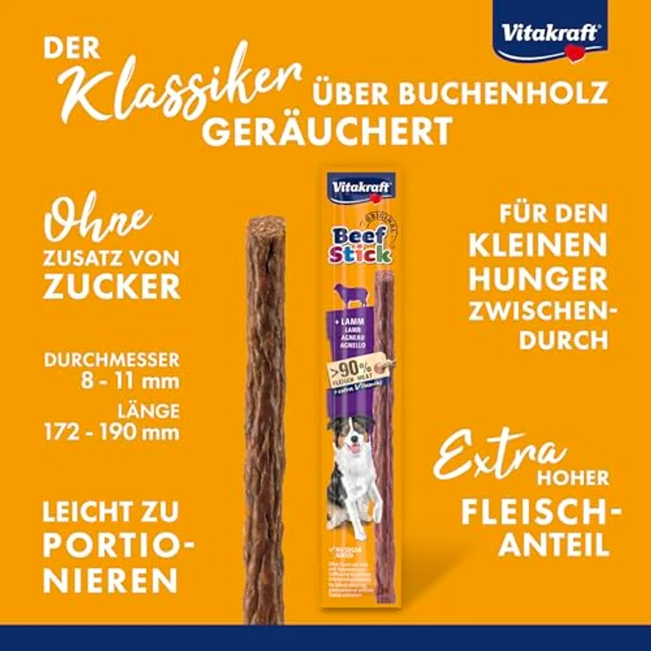 Vitakraft Beef Stick Original, Hundesnack mit über 90% Fleischanteil,糖freie Trainingsleckerlis, 50x 12g – Bild 4