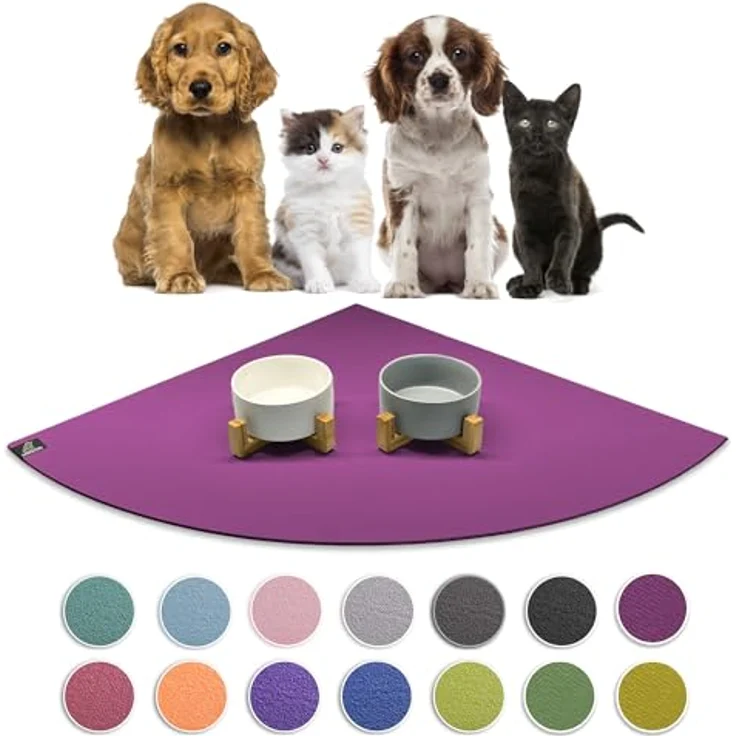 SanoZoo® Napfunterlage, Öko-Tex, Eckrund Set 2X 60 cm, rutschfest, pflegeleicht, Pflaume – Bild 1
