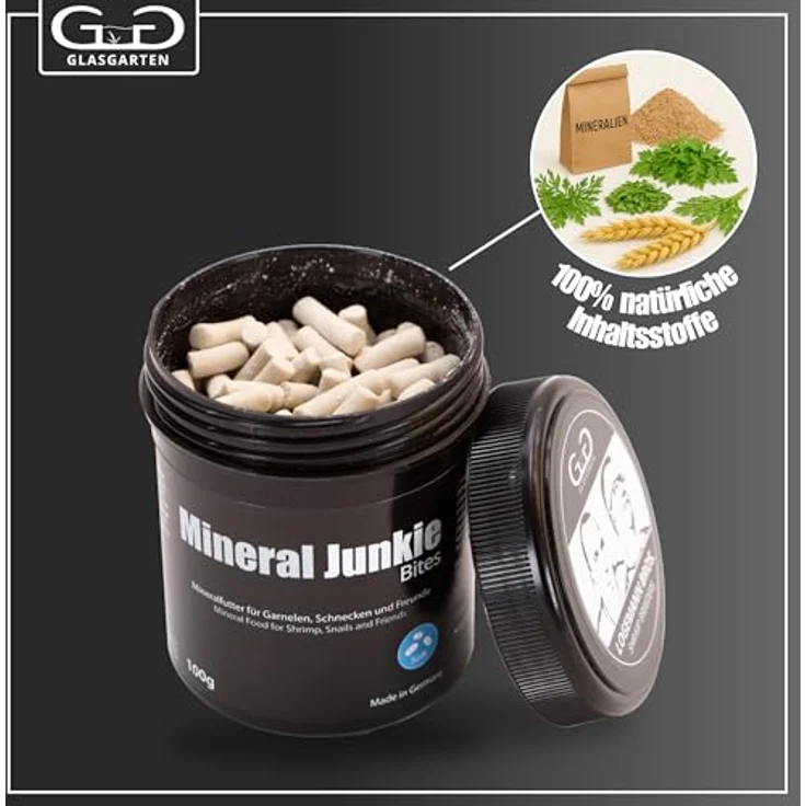 GG GLASGARTEN Mineral Junkie Bites, 100g Premium Mineralfutter für Garnelen & Schnecken, Soft Bites mit Mineralstoffen – Bild 5
