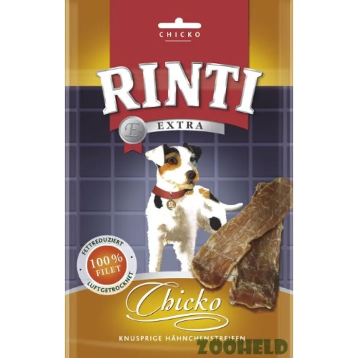 Rinti Extra Chicko, Knusprige Hähnchenstreifen, 100% Huhn, 12 x 90 g Hundesnacks