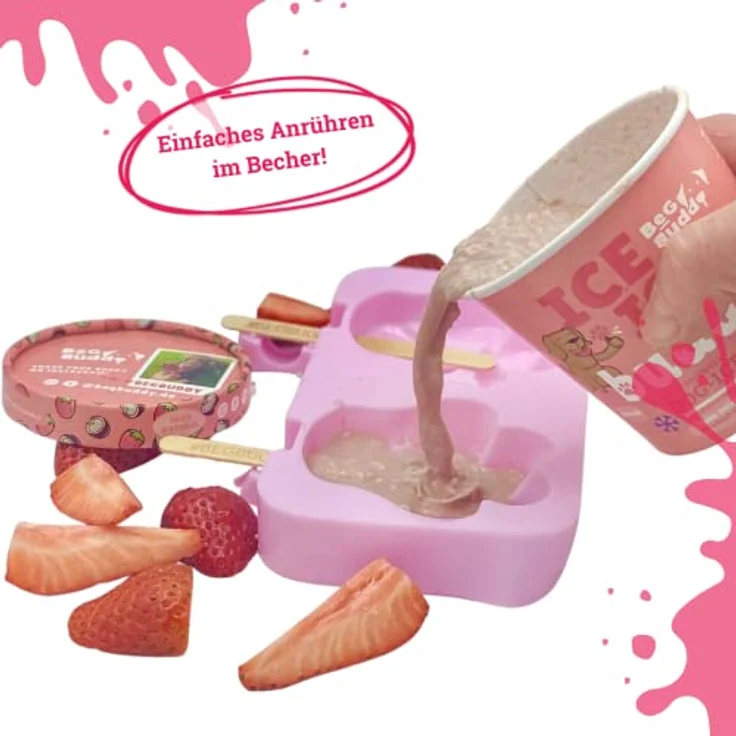 BeG Buddy EIS für Hunde, Hundeeis ohne Zuckerzusatz, natürliche Erdbeere & Kokos, glutenfrei, vegan, selbstgemacht – Bild 2
