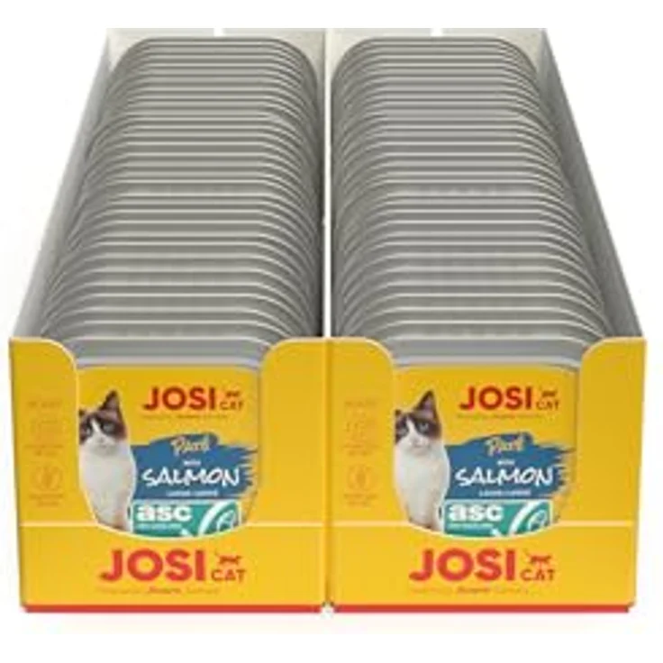 JosiCat Paté mit Lachs (32 x 100 g) | Premium Nassfutter für ausgewachsene Katzen | Getreidefrei, ASC-zertifiziert, ohne Zusatzstoffe | Made in Germany – Bild 2