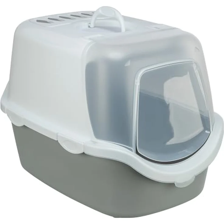 TRIXIE Trixie Katzentoilette Vico Open Top mit Haube hellgrau/weiß - KATZENBOX – Bild 1