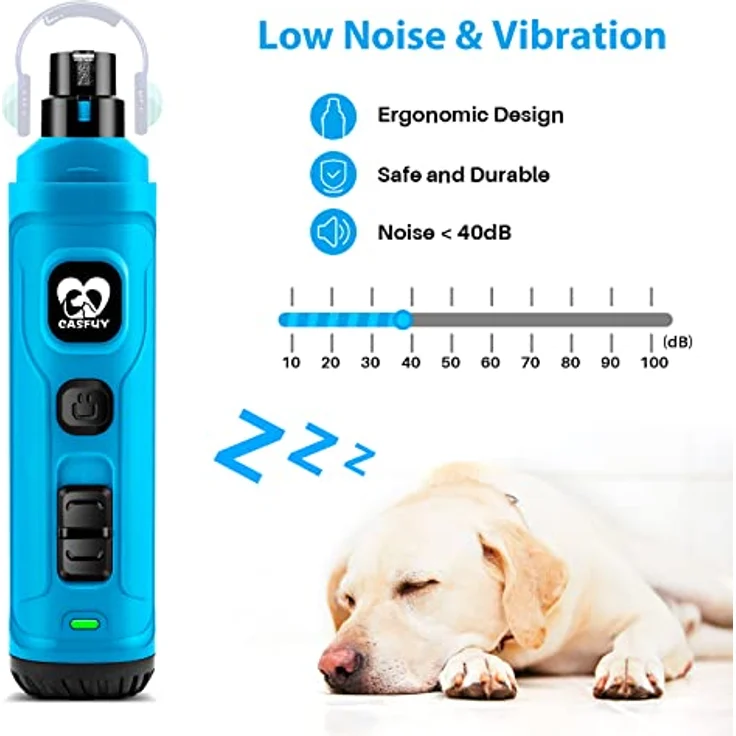 Casfuy Krallenschleifer für Hunde mit 2 LED-Leuchten, 2 Geschwindigkeiten, leise, wiederaufladbar, für kleine und mittelgroße Hunde und Katzen – Bild 4