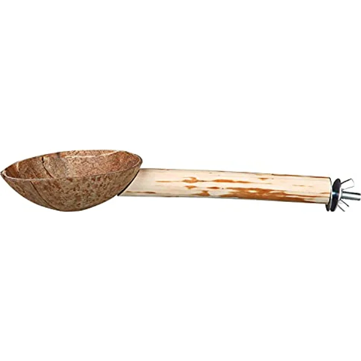 Trixie Naturholz-Sitzstange mit Kokosnuss-Futterschale, 25 cm, für Wellensittiche und Nymphensittiche, einfach zu befestigen – Bild 1