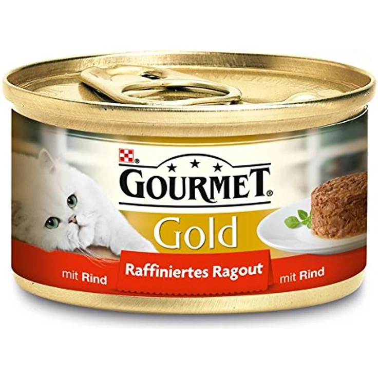 Gourmet Gold Raffiniertes Ragout, Katzen-Nassfutter, 48 x 85 g, Rind, hochqualitative Zutaten in köstlicher Soße – Bild 2