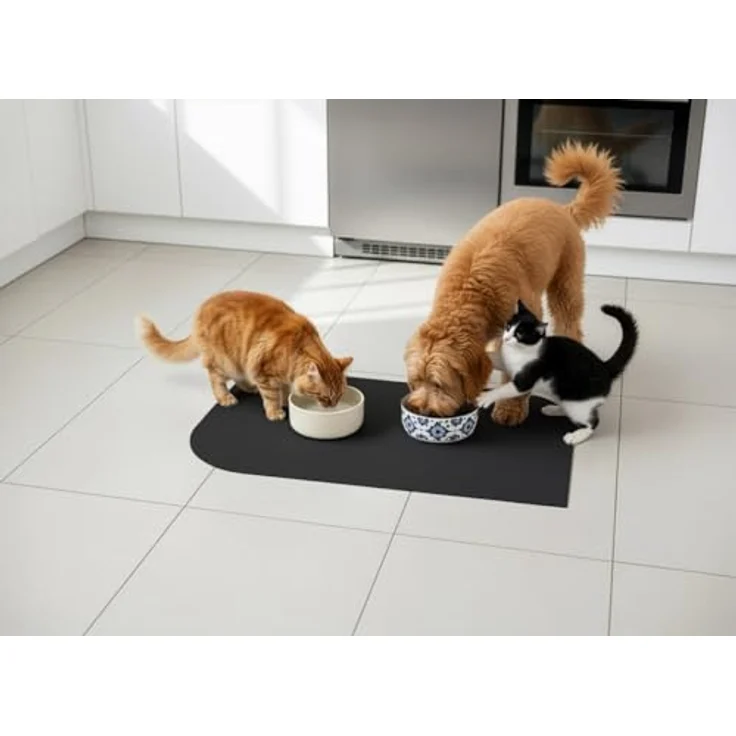 SANOZOO® Napfunterlage „Blatt“, beidseitig rutschfest & waschbar, für Hund & Katze, Schwarz 40 x 60 cm, Made in Germany – Bild 2