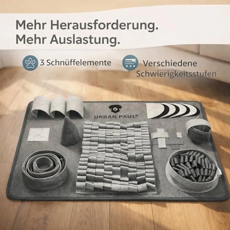 URBAN PAUL Schnüffelteppich Explore, Schnüffelmatte mit 3 Schwierigkeitsstufen, waschbar und robust für Hunde – Bild 3