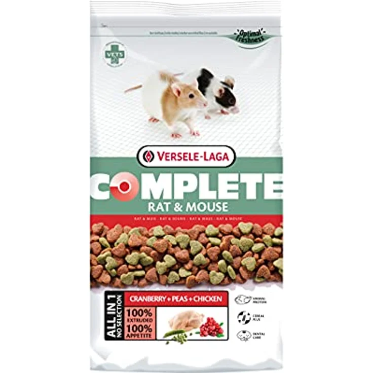 Versele-Laga Complete Rat & Mouse, eiweißreiches extrudiertes Alleinfutter mit Hühnerfleisch, 2kg – Bild 1
