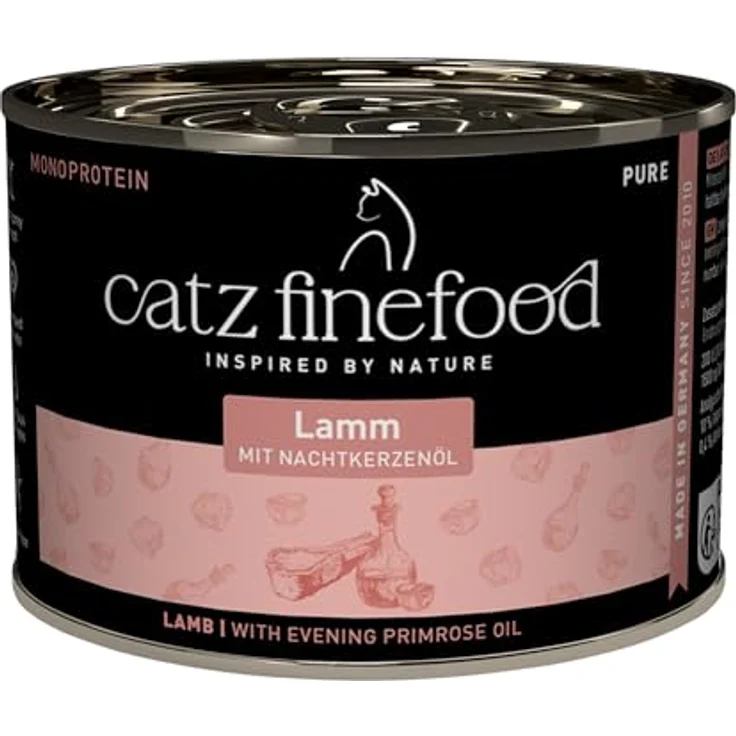 catz finefood Purrrr Lamm Monoprotein Katzenfutter nass N° 111, für ernährungssensible Katzen, 70% Fleischanteil, 6 x 200 g Dose – Bild 1