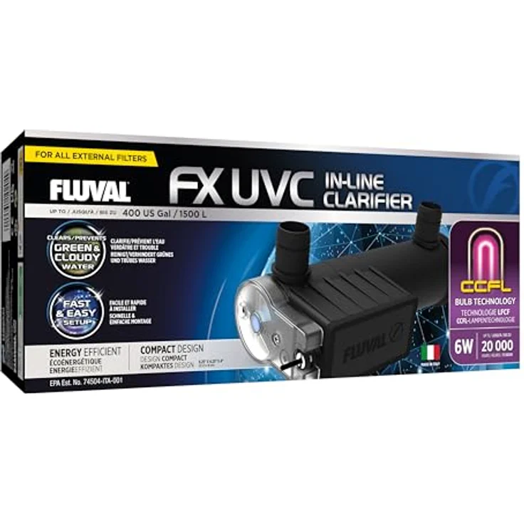 Fluval UVC Aquarienklärer FX, Inline-Klärer mit 6 W CCFL-Glühbirne, temperaturbeständig und langlebig – Bild 2