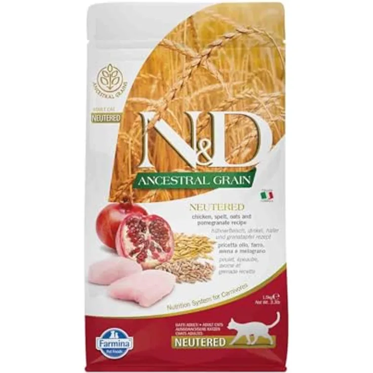 Farmina N&D ANCESTRAL Grain Adult Pellets Katzenfutter, Trockenfutter mit Huhn, natürlichen Antioxidantien und Vitaminen, 1,5 kg