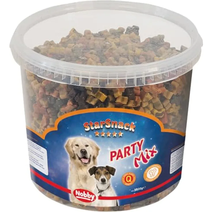 Nobby StarSnack Party Mix Eimer 3.500 g, hochwertige Hundesnacks mit Fleisch und ohne Zuckerzusatz
