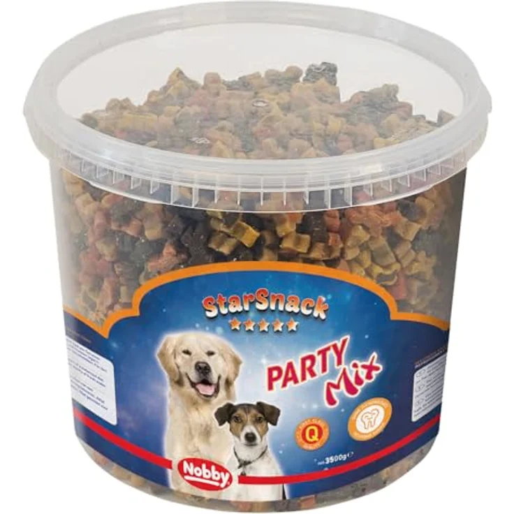 Nobby StarSnack Party Mix Eimer 3.500 g, hochwertige Hundesnacks mit Fleisch und ohne Zuckerzusatz – Bild 1