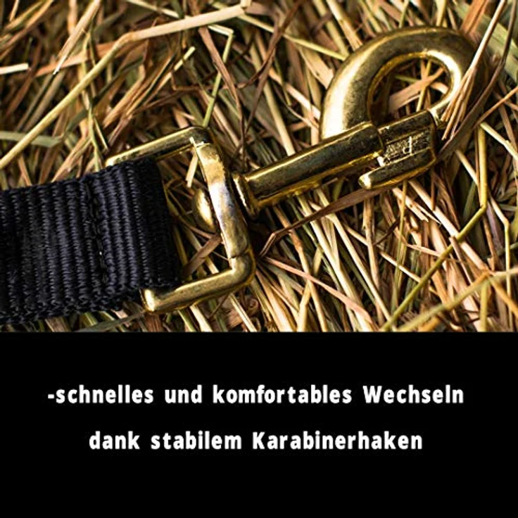 Pferdelinis Halfter für Pferd Warmblut, Vollblut, Kaltblut – reißfestes Stall- und Weidehalfter, 2-fach verstellbar, Schwarz (Vollblut, Cob) – Bild 3