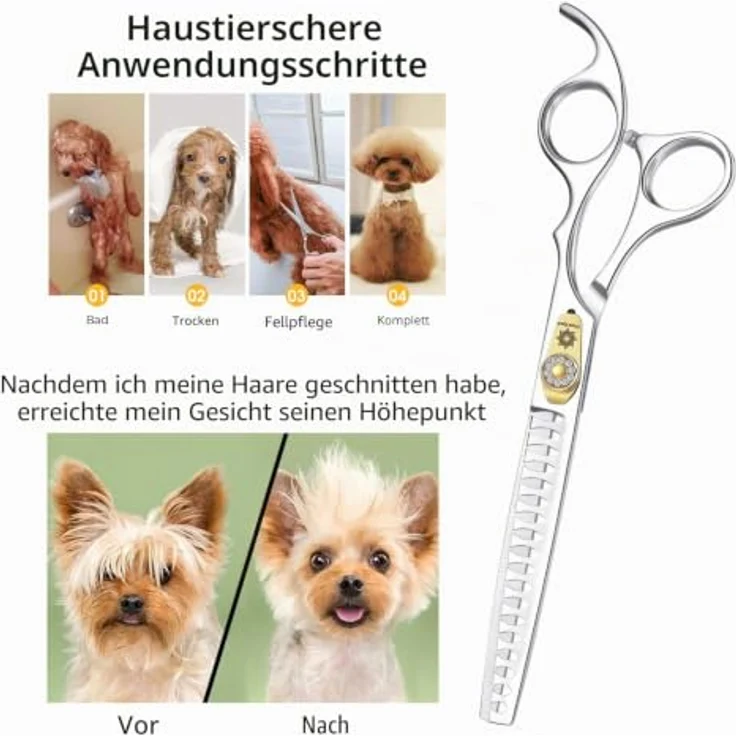 Dream Reach 7-Zoll Chunker-Fellschere, professionelle Hundepflegeschere aus 440C japanischem Edelstahl mit 25%-35% Ausdünnungsrate, geräuscharm und ergonomisch gestaltet – Bild 4