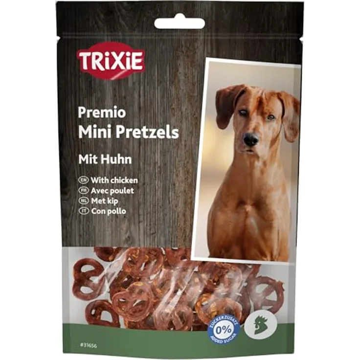 TRIXIE Hundeleckerli Mini Pretzels, herzhaftes Hähnchenfleisch Snack ohne Zuckerzusatz, 100 g